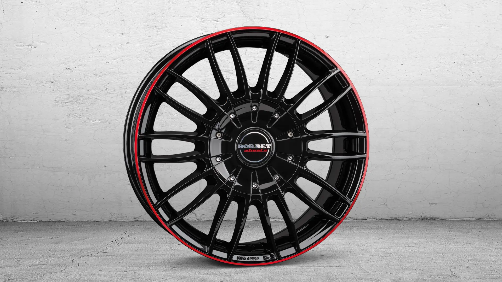 BORBET CW3 black glossy red ring