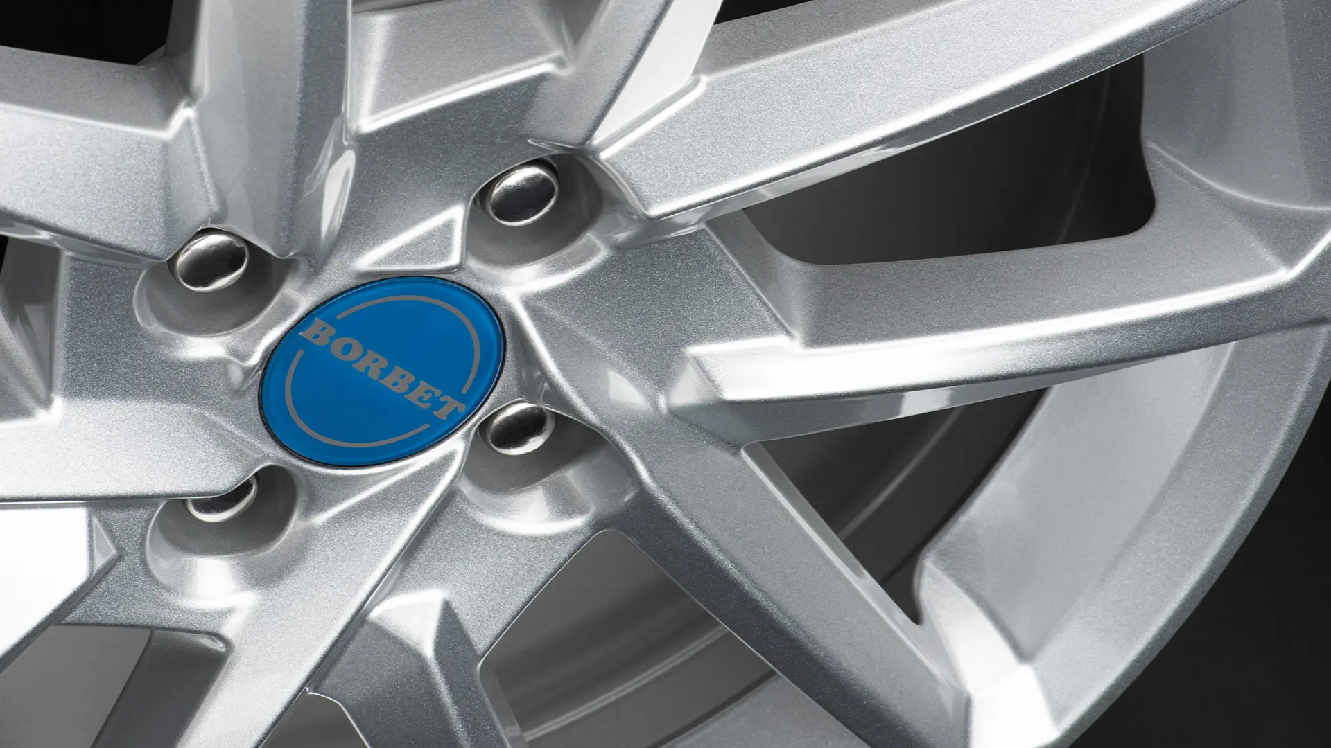 BORBET N crystal silver 4-Loch blaue Nabenkappe